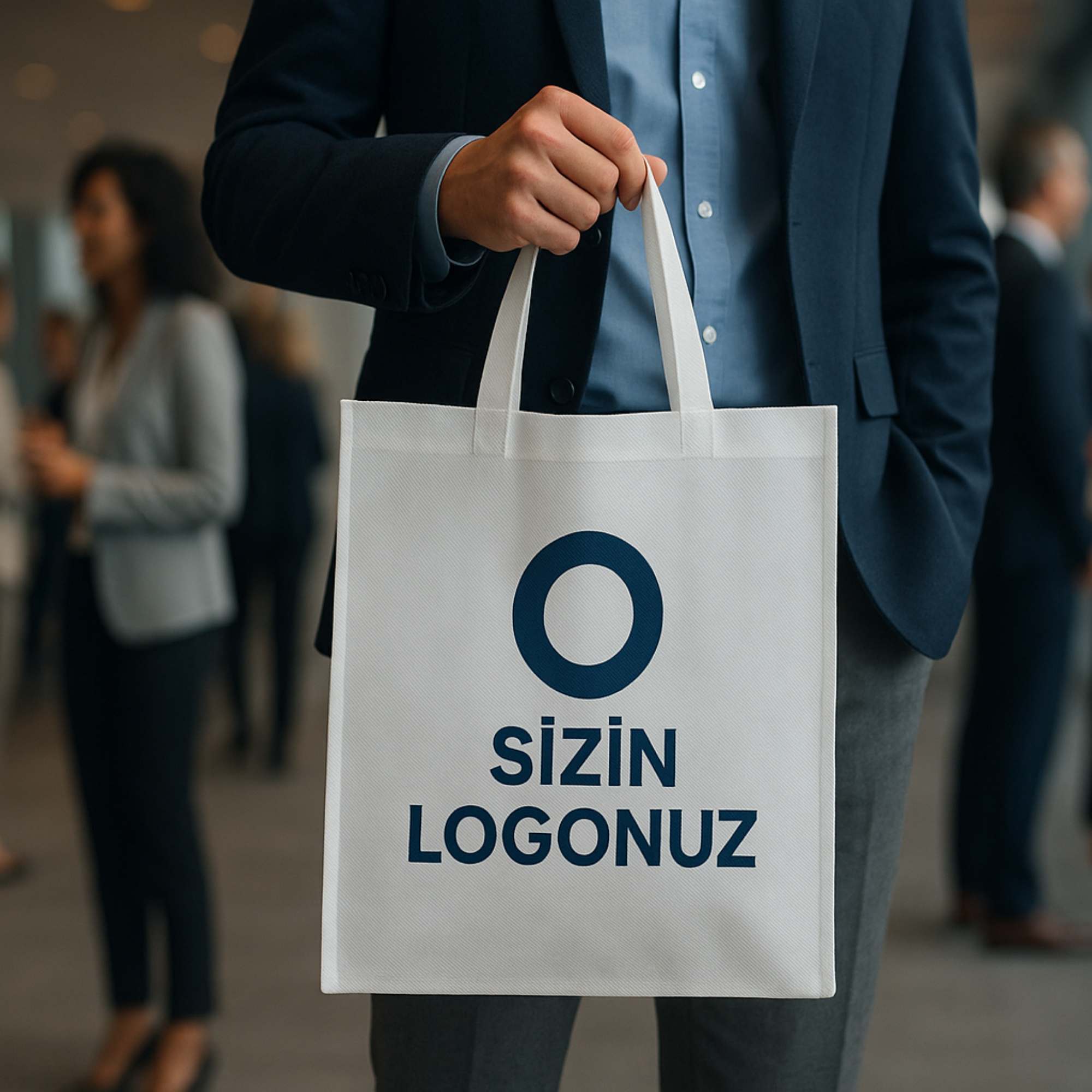corporate temalı bez çantalar - logo baskılı